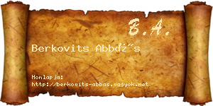 Berkovits Abbás névjegykártya